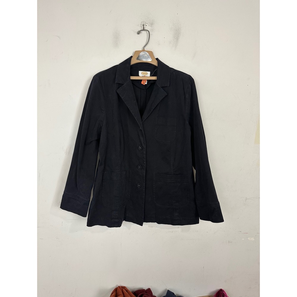 Talbots Woman Black Stretch Cotton 3-Button Blazer Jacket Plus Size 14W